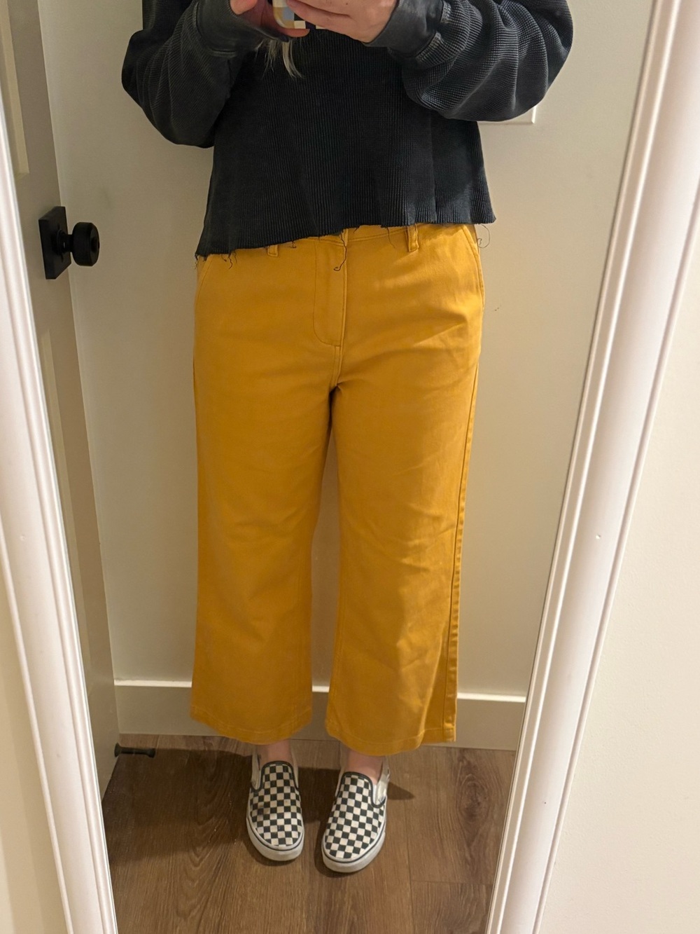 Organic Obey Mustard Yellow Wide-Leg Crop Pants